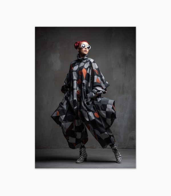 Tablou modern Vogue Geometry ArtWall print de moda avangardista cu accente portocalii