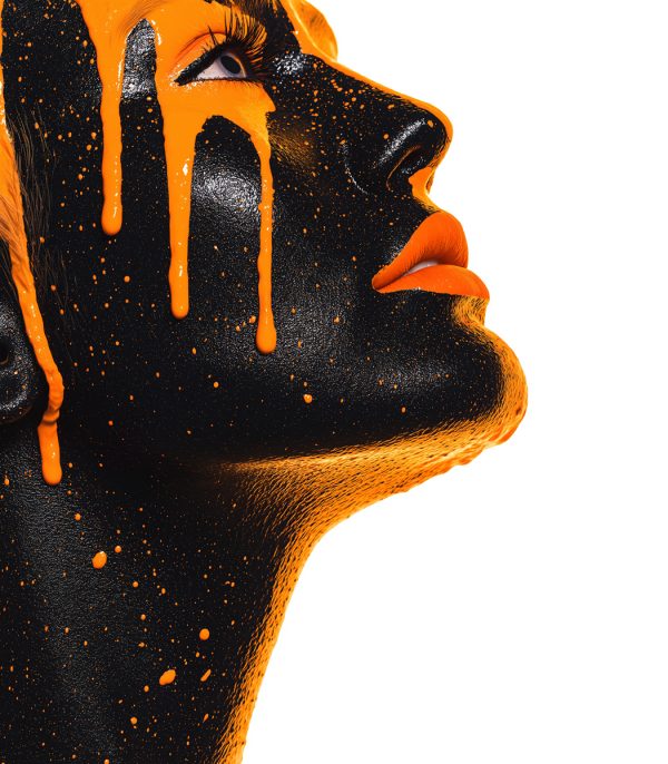 Tablou modern Orange Muse ArtWall portret negru si portocaliu